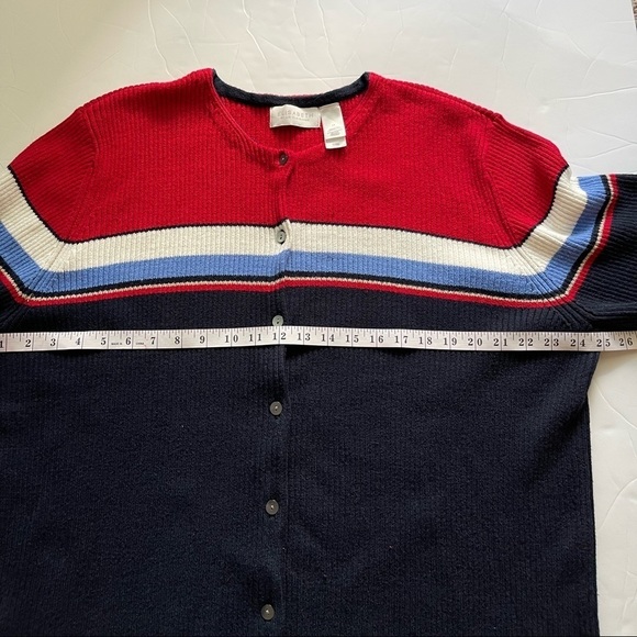 Liz Claiborne Women Plus Size Sweater Blouse Navy Blue Red Striped  2X, NEW! - Picture 10 of 11
